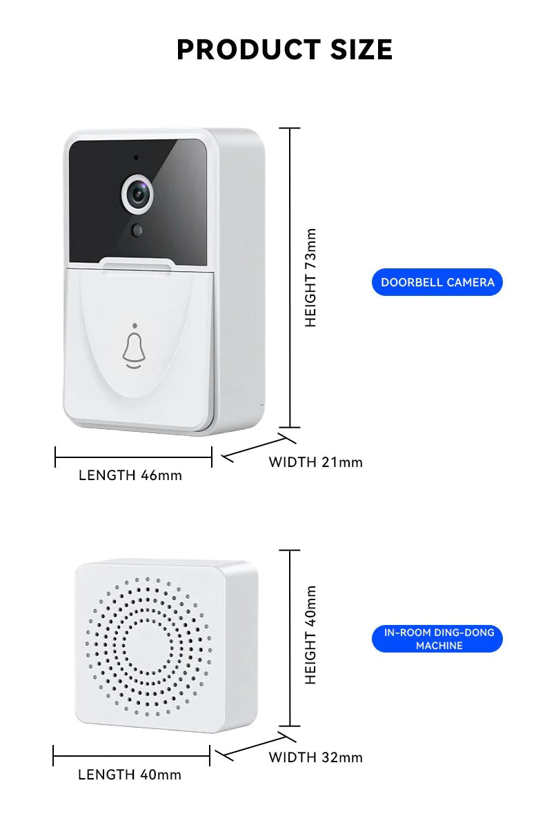 Drahtlose WLAN-Türklingel mit Video-Intercom, Kamera, Klingel und Türgong
