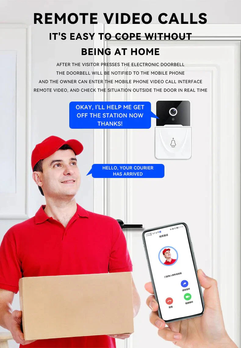 Drahtlose WLAN-Türklingel mit Video-Intercom, Kamera, Klingel und Türgong
