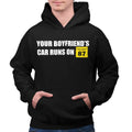 STYLN YOUR BOYFRIENDS CAR RUNS 87 Hoodie | Unisex Kapuzenpullover mit Auto-Rennsport-Motiv und lustigem Spruch (3X-Large) Schwarz