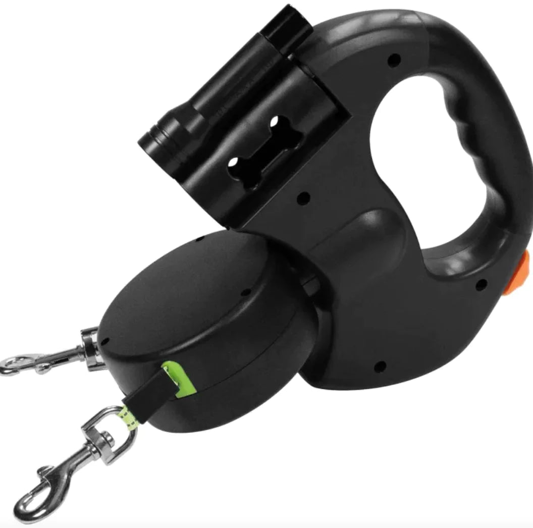 Laisse double rétractable anti-enchevêtrement pour chiens