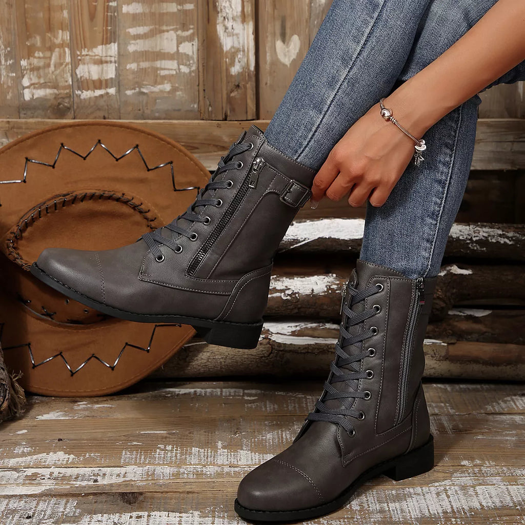 Bottes à talons carrés et bouts ronds