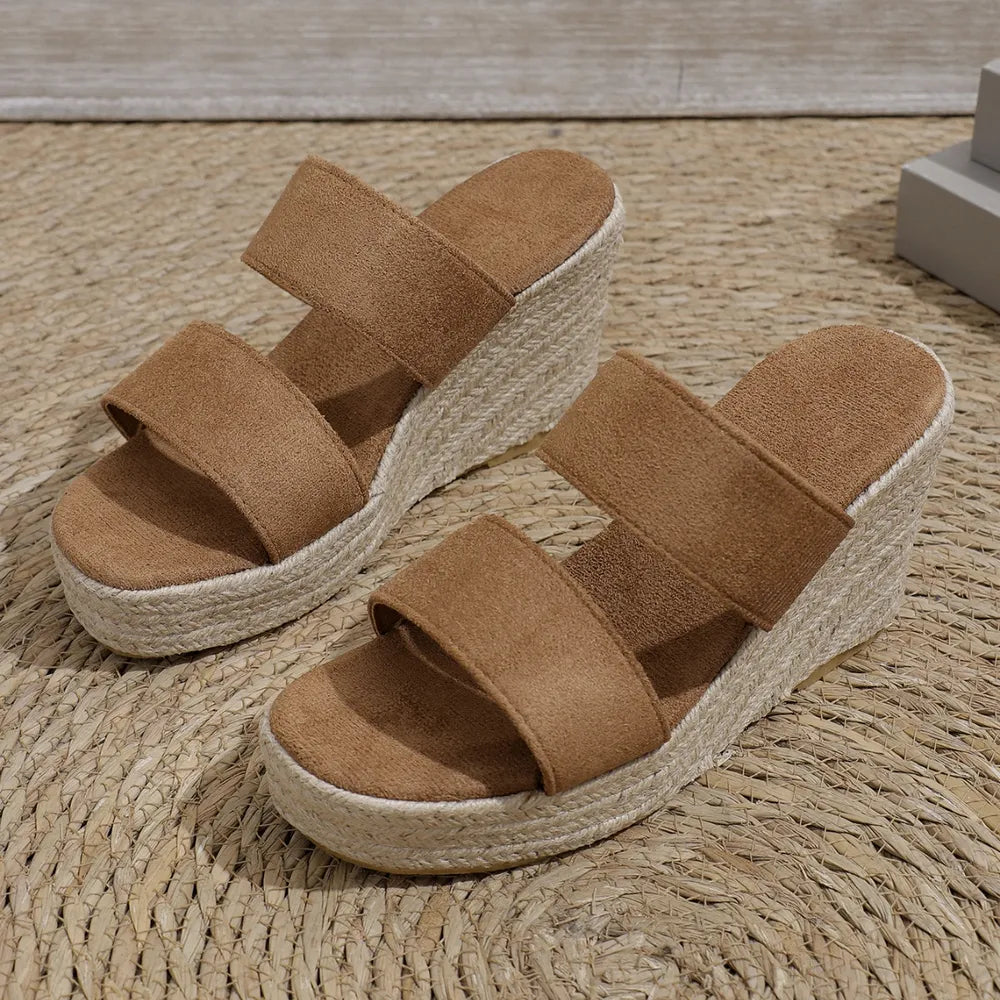Offene Zehen-Plateau-Keilabsatz-Sandalen