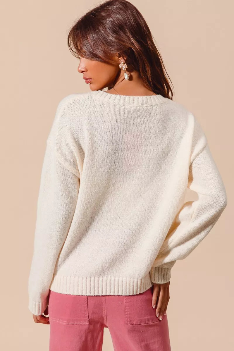 SO ME Heart Cherry Strickpullover mit Herzen