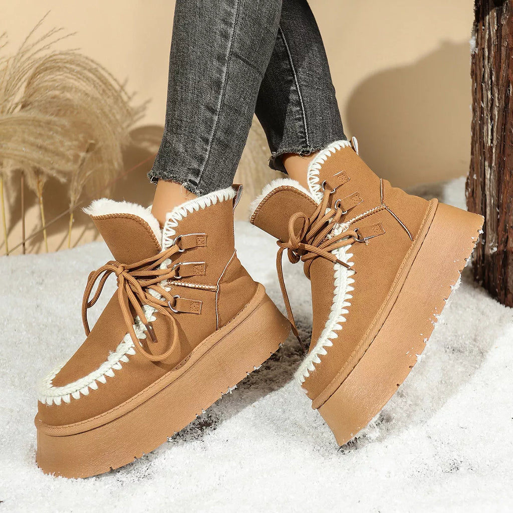 Bottes de neige compensées doublées sherpa