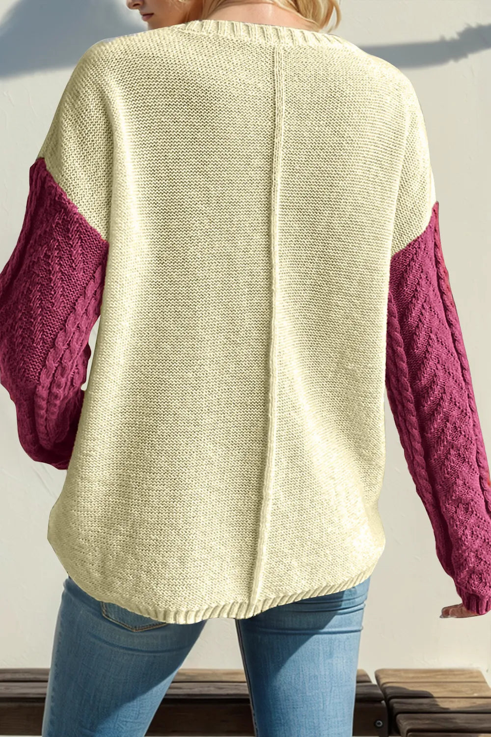 Double Take Colorblock-Pullover mit überschnittenen Schultern