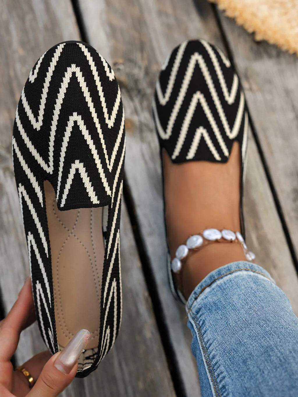 Chaussures plates à motif chevron