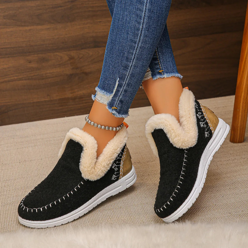 Bottines doublées polaire à bout rond