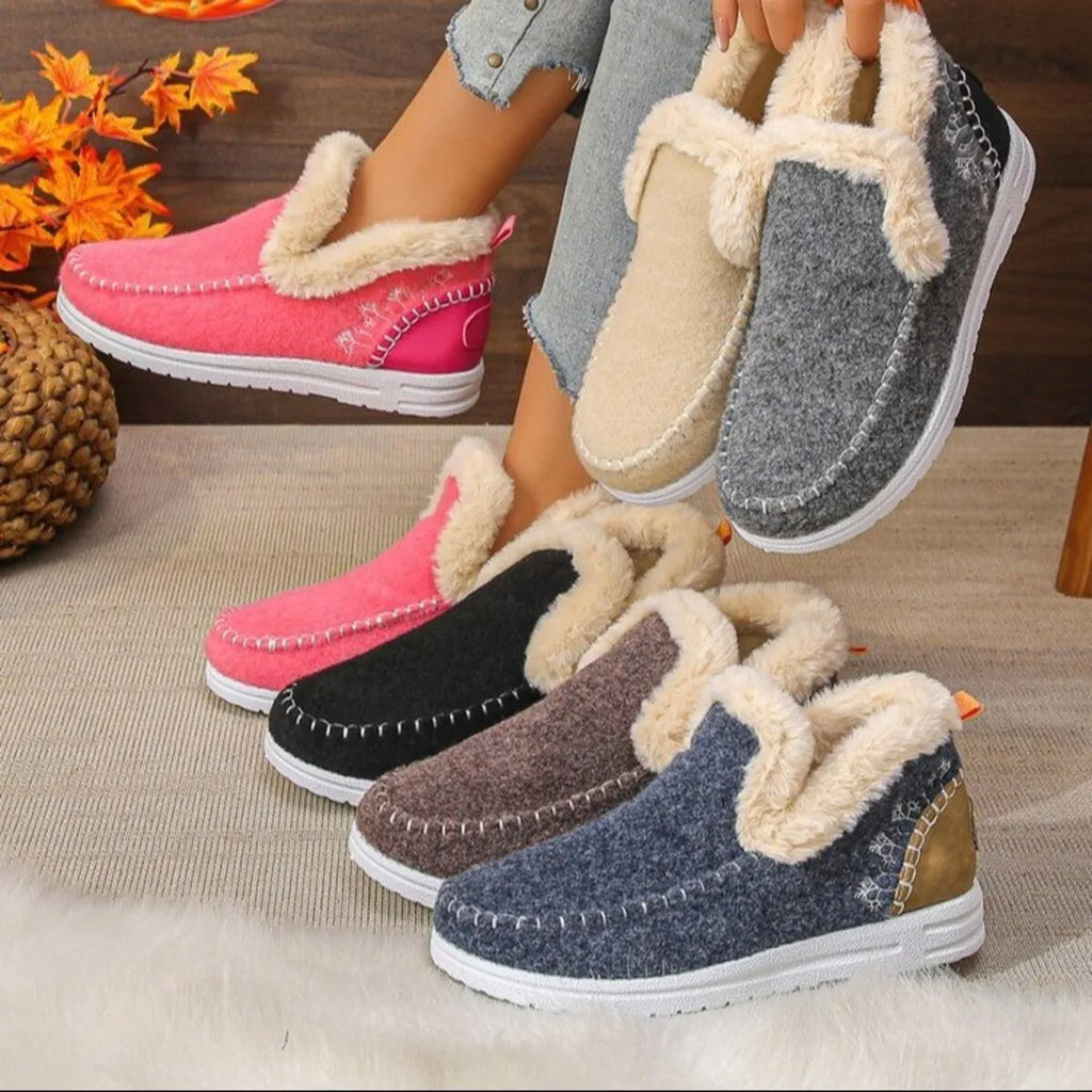Bottines doublées polaire à bout rond
