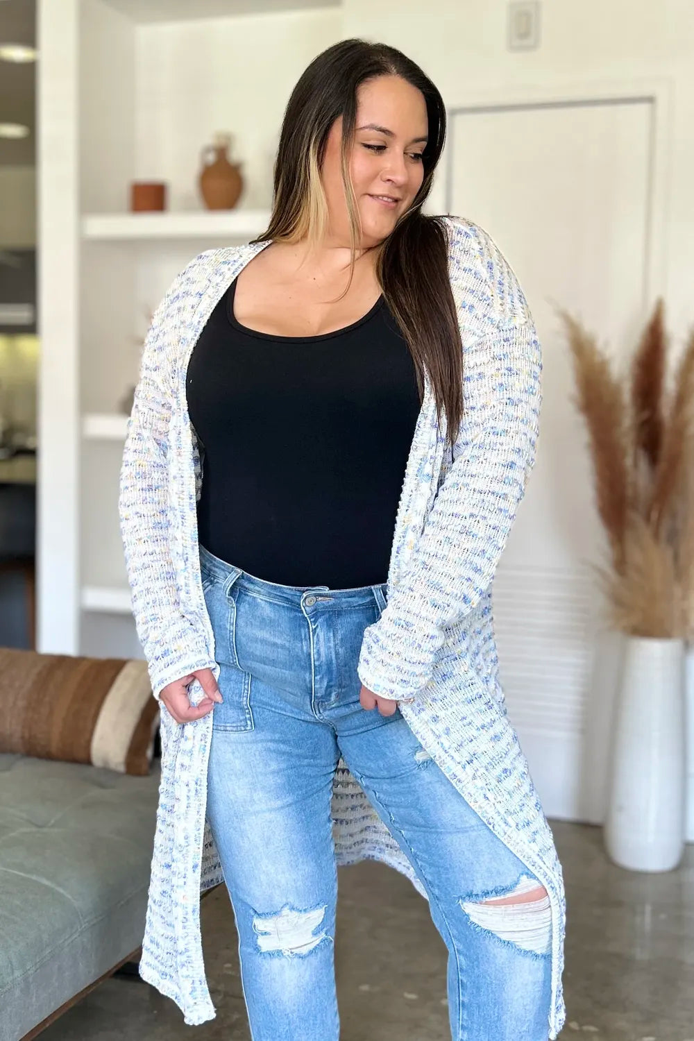 Cardigan long ouvert en maille Double Take