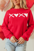 Valentinstag XOXO Rundhals-Sweatshirt mit überschnittenen Schultern