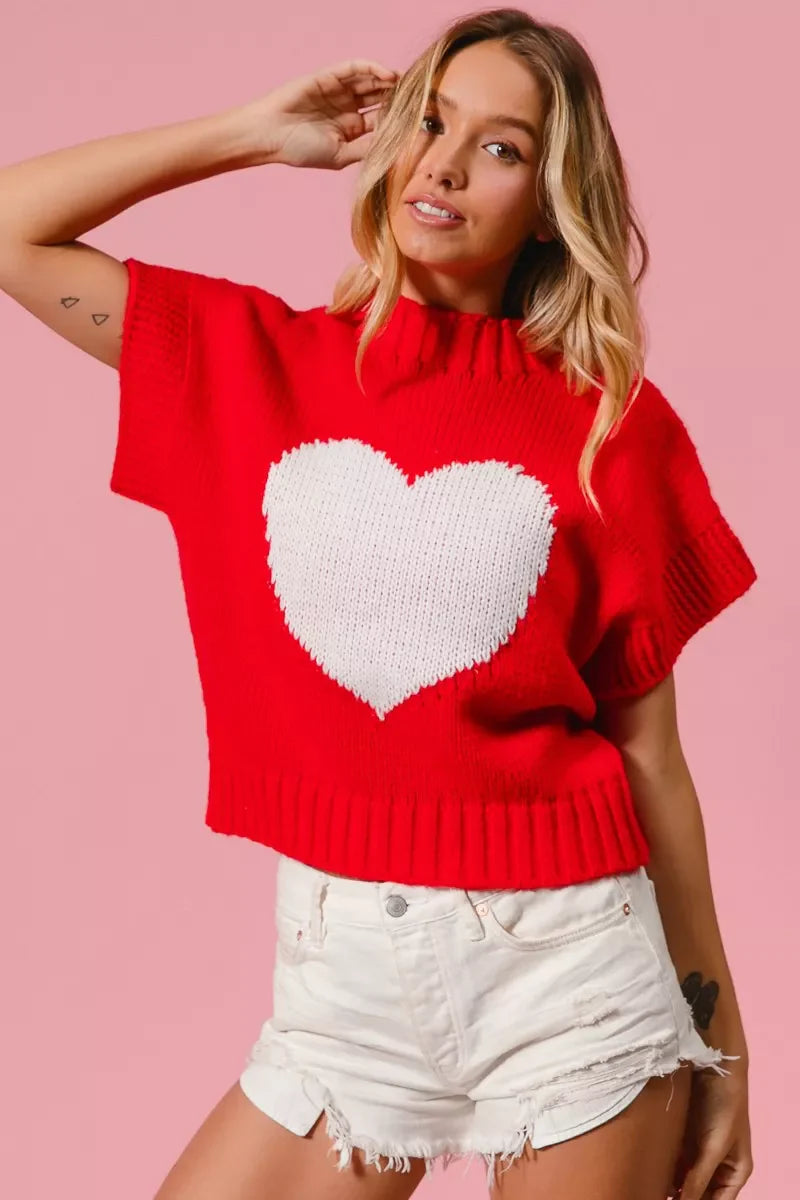 Pull de la Saint-Valentin BiBi avec motif cœur et bords-côtes