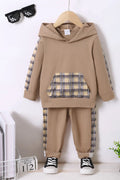 Kinder-Kapuzenpullover und -Hose im Schottenkaro-Set
