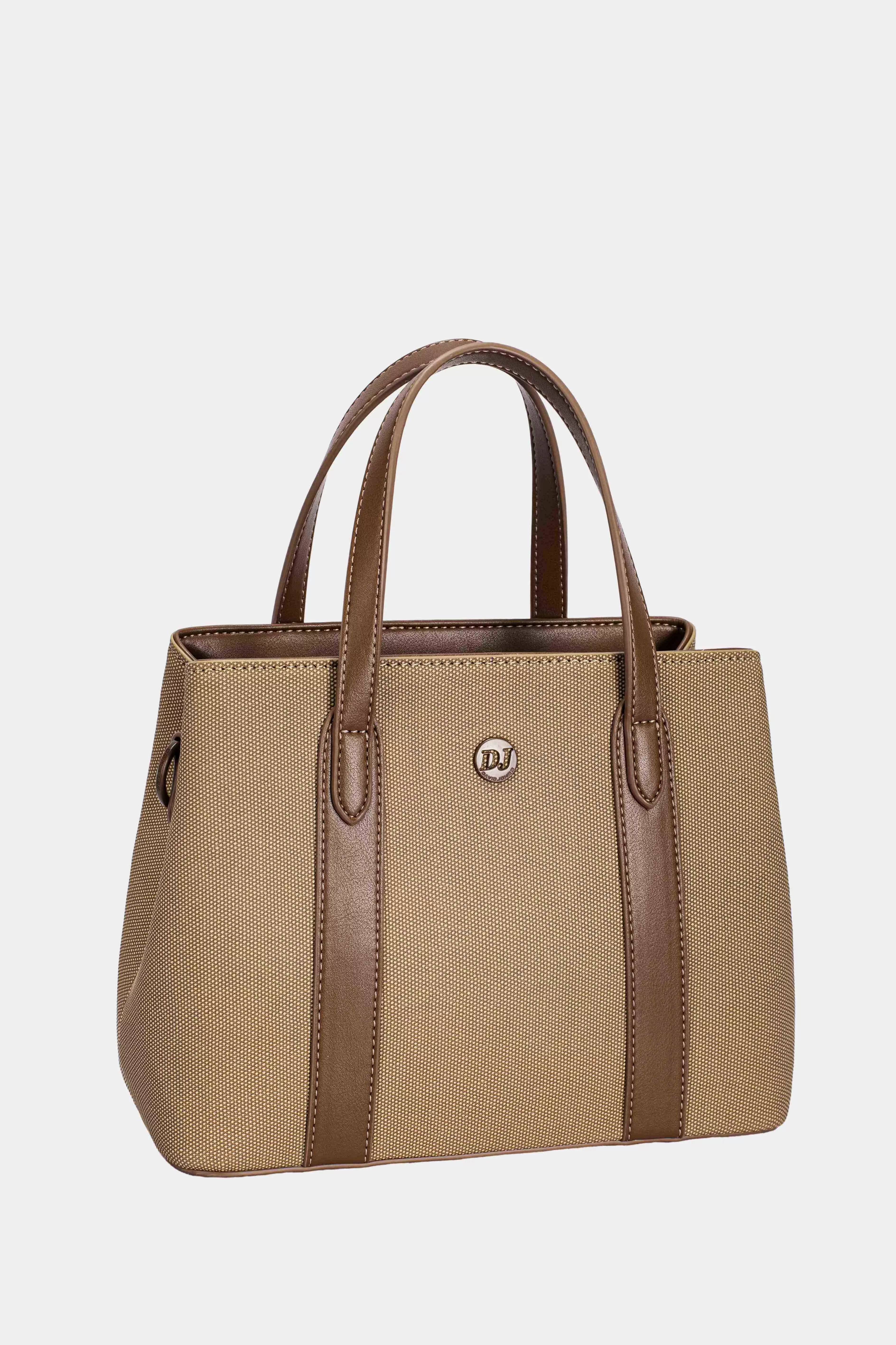 David Jones Canvas-Handtasche mit Lederbesatz