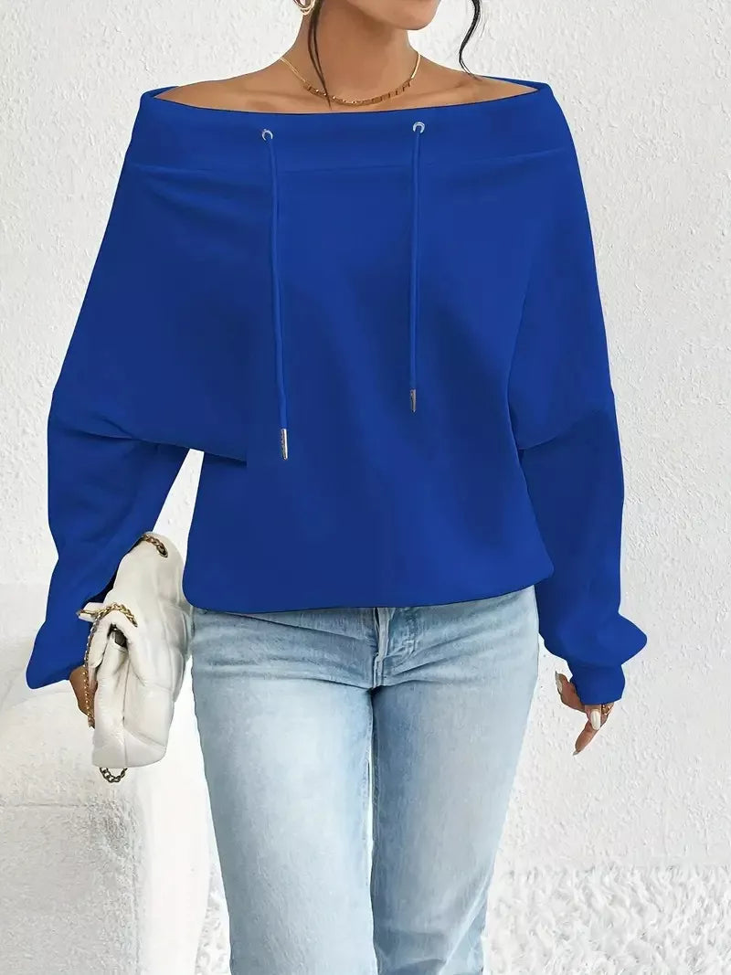 Off-Shoulder-Sweatshirt mit Tunnelzug