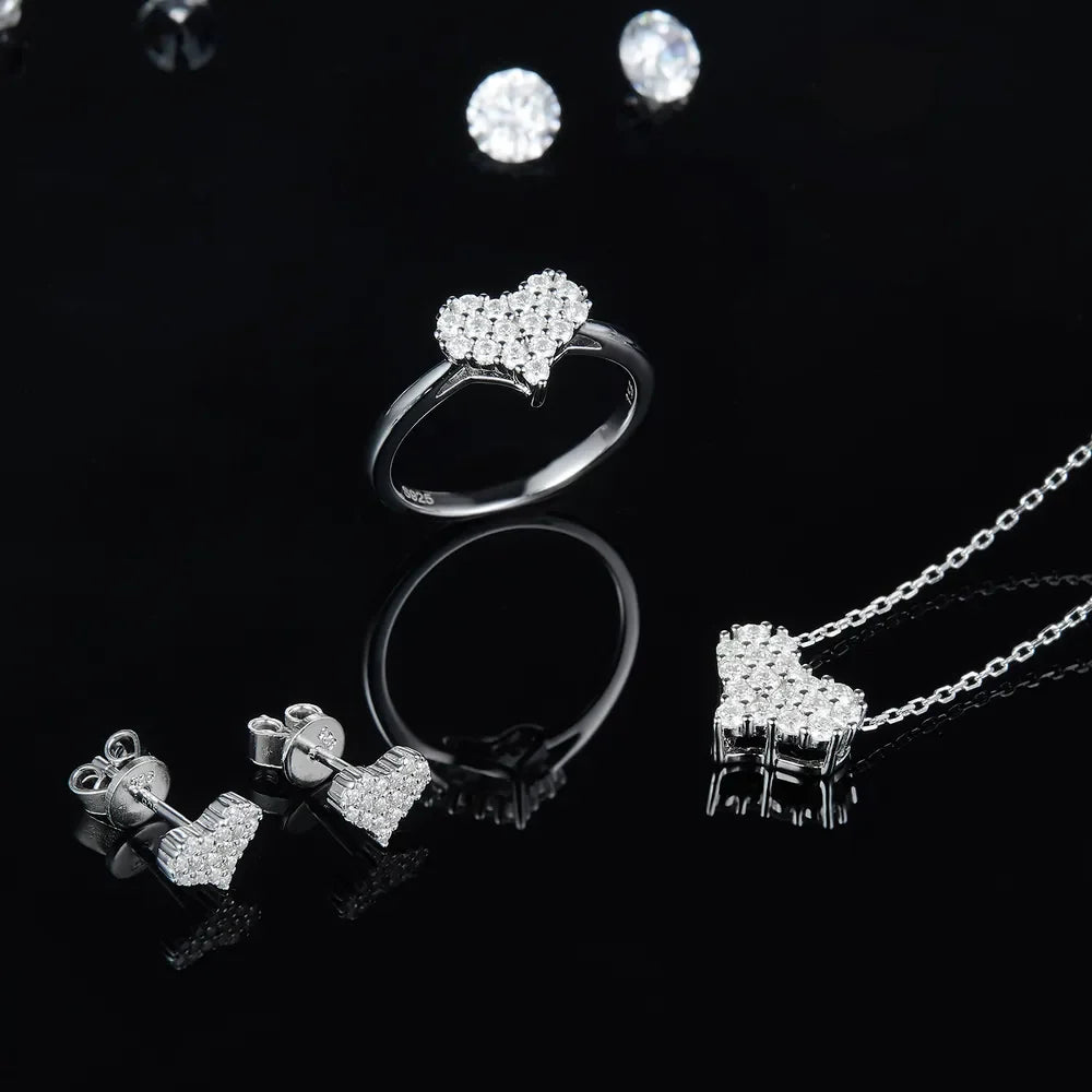 Moissanit 925 Sterling Silber Herz Halskette