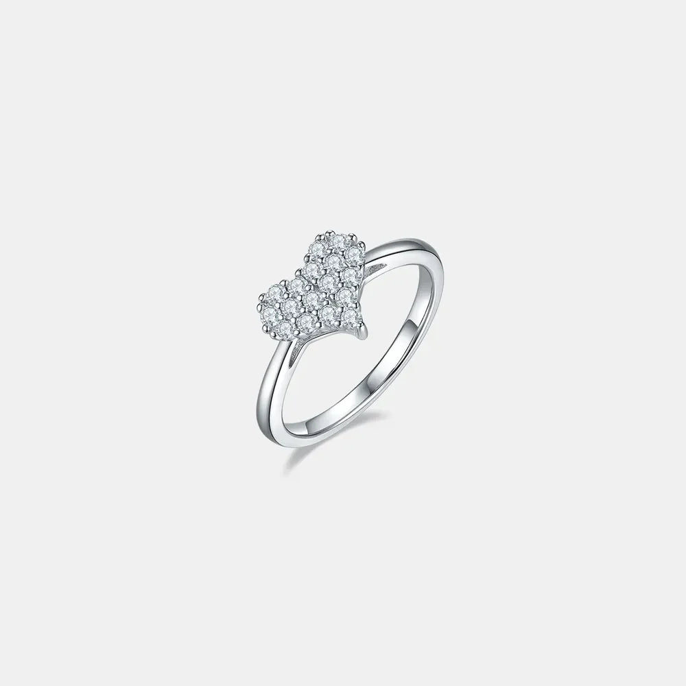 Bague Cœur en Argent Sterling 925 avec Moissanite