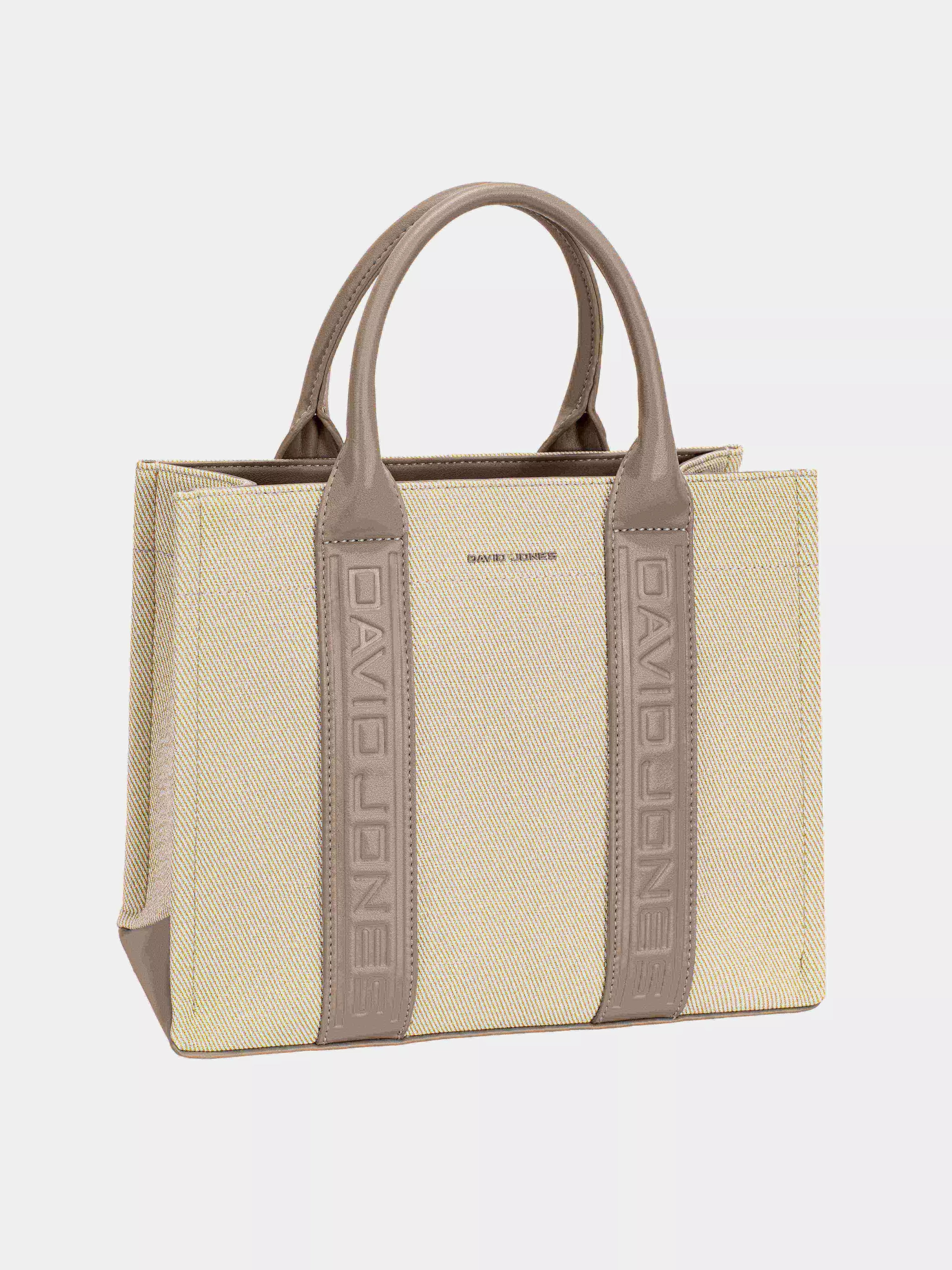 David Jones Canvas-Einkaufstasche mit kontrastierenden Ledergriffen