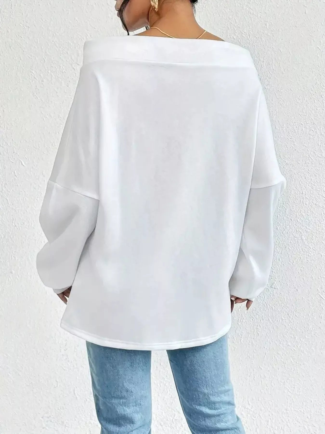 Off-Shoulder-Sweatshirt mit Tunnelzug