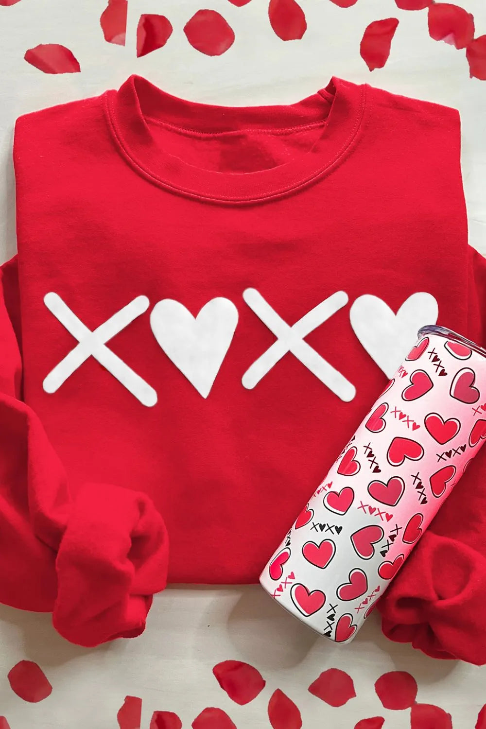 Valentinstag XOXO Rundhals-Sweatshirt mit überschnittenen Schultern