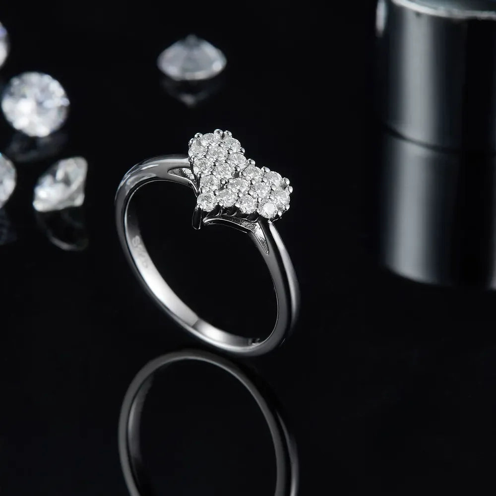 Bague Cœur en Argent Sterling 925 avec Moissanite