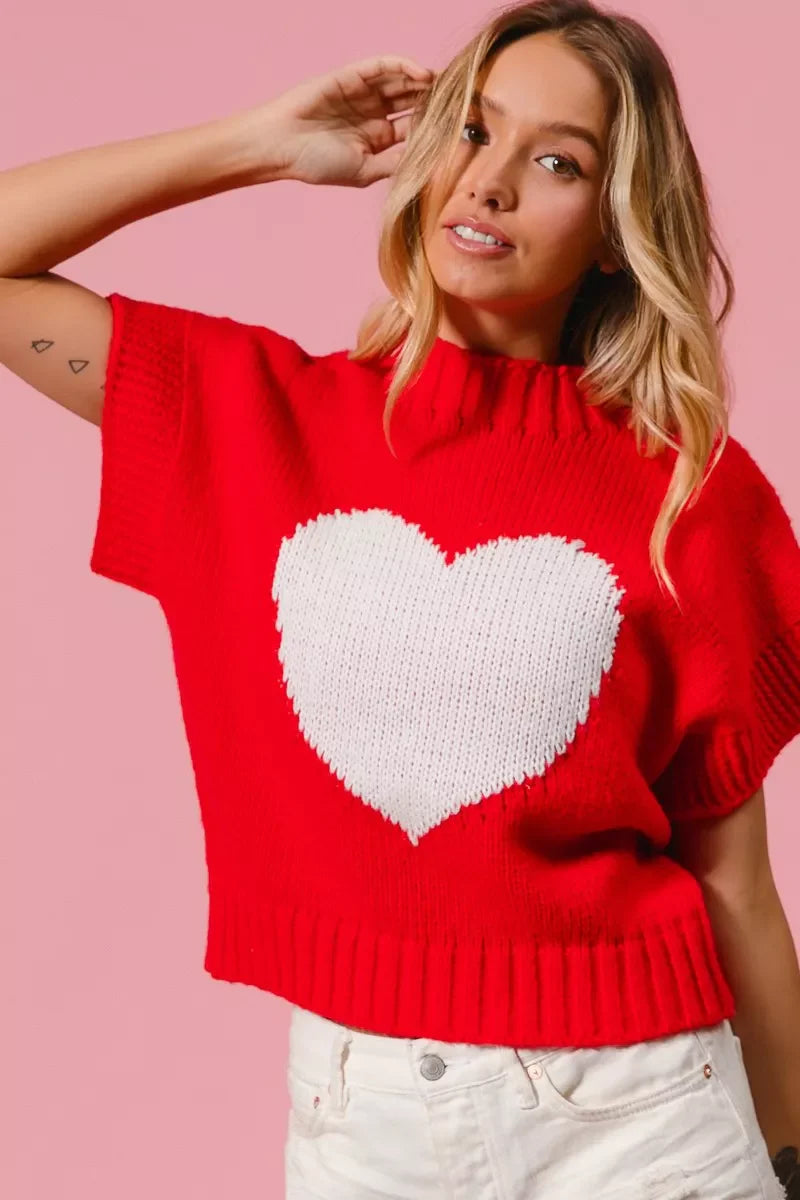 Pull de la Saint-Valentin BiBi avec motif cœur et bords-côtes