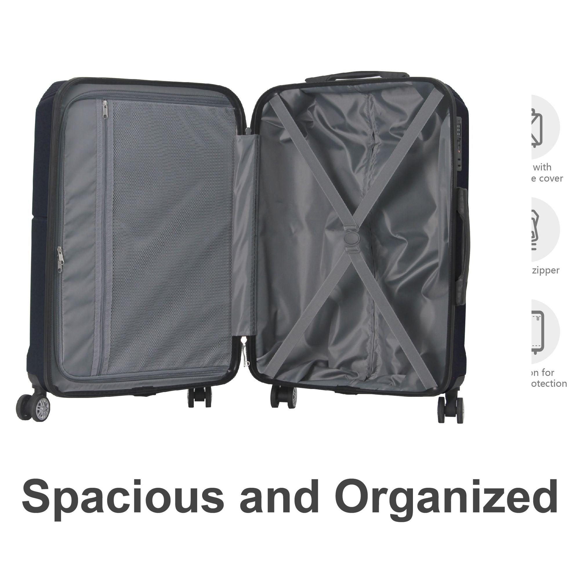 BLAUES 3-teiliges Premium ABS-Gepäckset – 20", 24" und 28" Koffer mit mehrstufigem Griff, leisen Spinner-Rädern und TSA-Schloss – Strapazierfähiges, stilvolles und geräumiges Reisegepäck