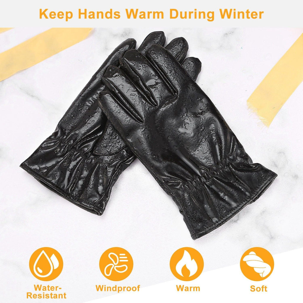 Unisex Leder Winter Warme Handschuhe Outdoor Winddichte Weiche Handschuhe Radfahren Skifahren Laufen Kalte Winterhandschuhe