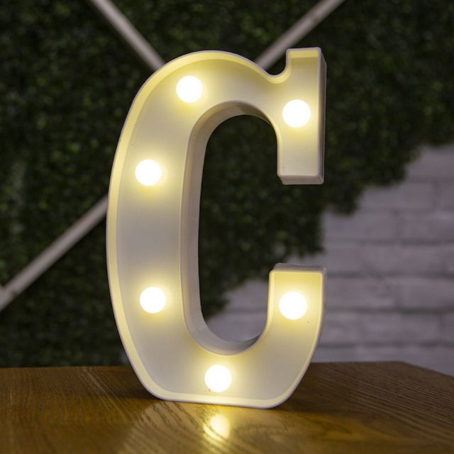 Lettres Lumineuses LED Alphabet Numéro Décoration Lampe à Pile Veilleuse pour la Maison Mariage Anniversaire Fête de Noël