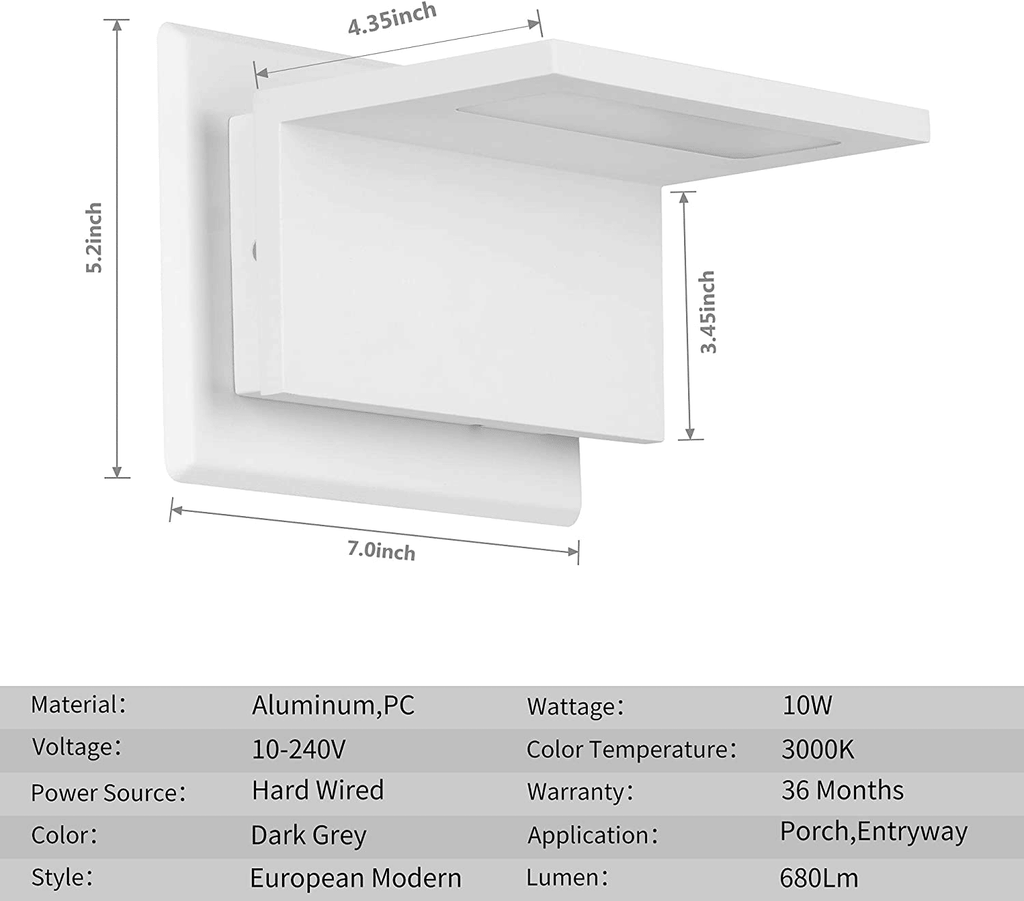 Inowel Wandleuchte Außenbereich LED Wandlampe Modern Wandmontierte Laternenleuchte für Veranda Haustür 17309
