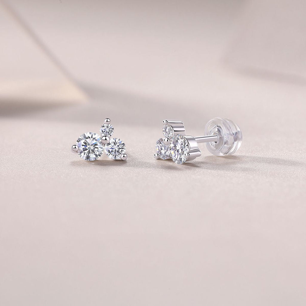 Waves-Set mit Moissanit 0.3 Karat S925 Sterlingsilber und platinbeschichtete Ohrstecker Modeschmuck Silberschmuck
