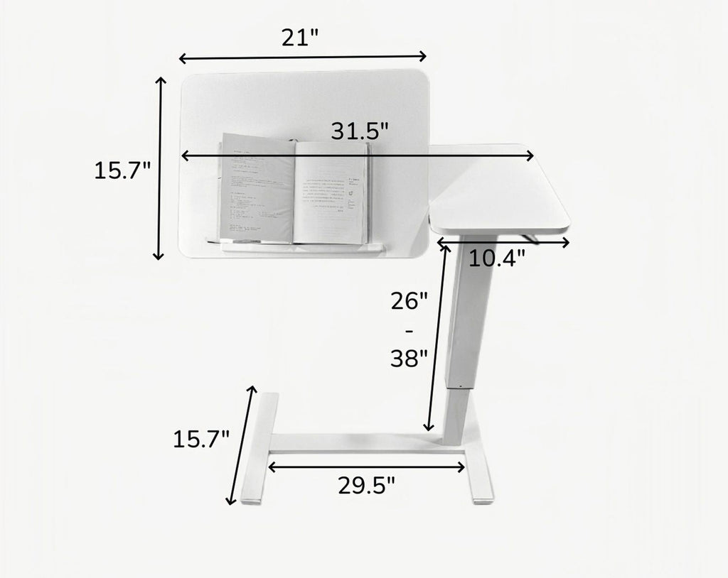 Beistelltisch für Laptops am Bett, mobiler, rollbarer Laptopständer, neigbarer Betttisch mit Rollen, höhenverstellbarer Laptoptisch für Bett, Sofa, Beistelltisch (WEISS)