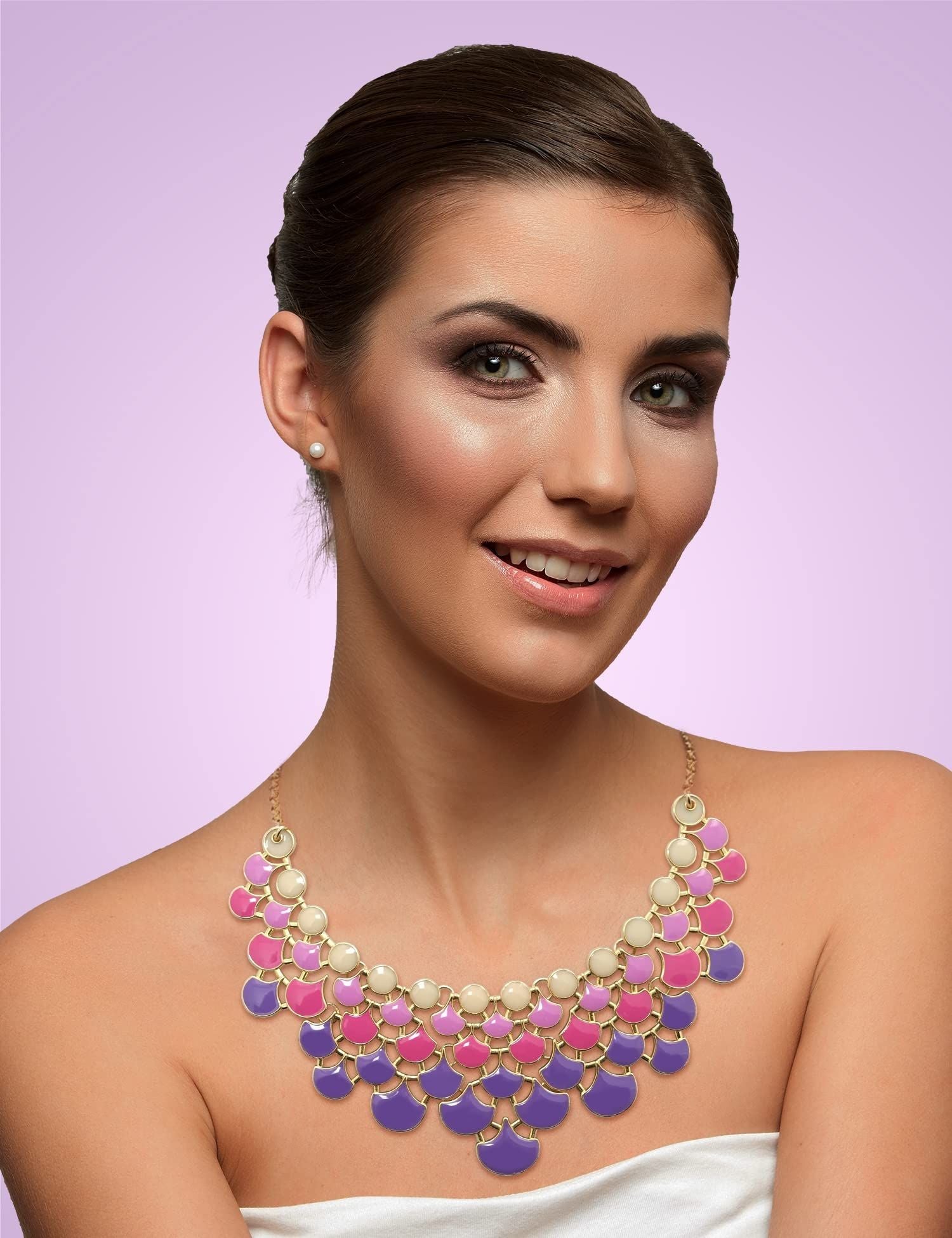 Jane Stone Modeaussage Collier Halskette Vintage Durchbrochenes Lätzchen Kostüm Schmuck