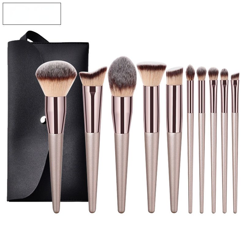 10 Stk. Hochwertiges professionelles Make-up-Pinsel-Set Lidschatten Braun Foundation Puder Kosmetik