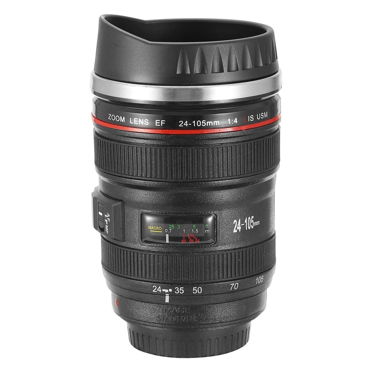Kameraobjektiv-Kaffeetasse 400ml, lebensmittelechter Edelstahl, Reise-Fotografie Isolierbecher für alle Altersgruppen