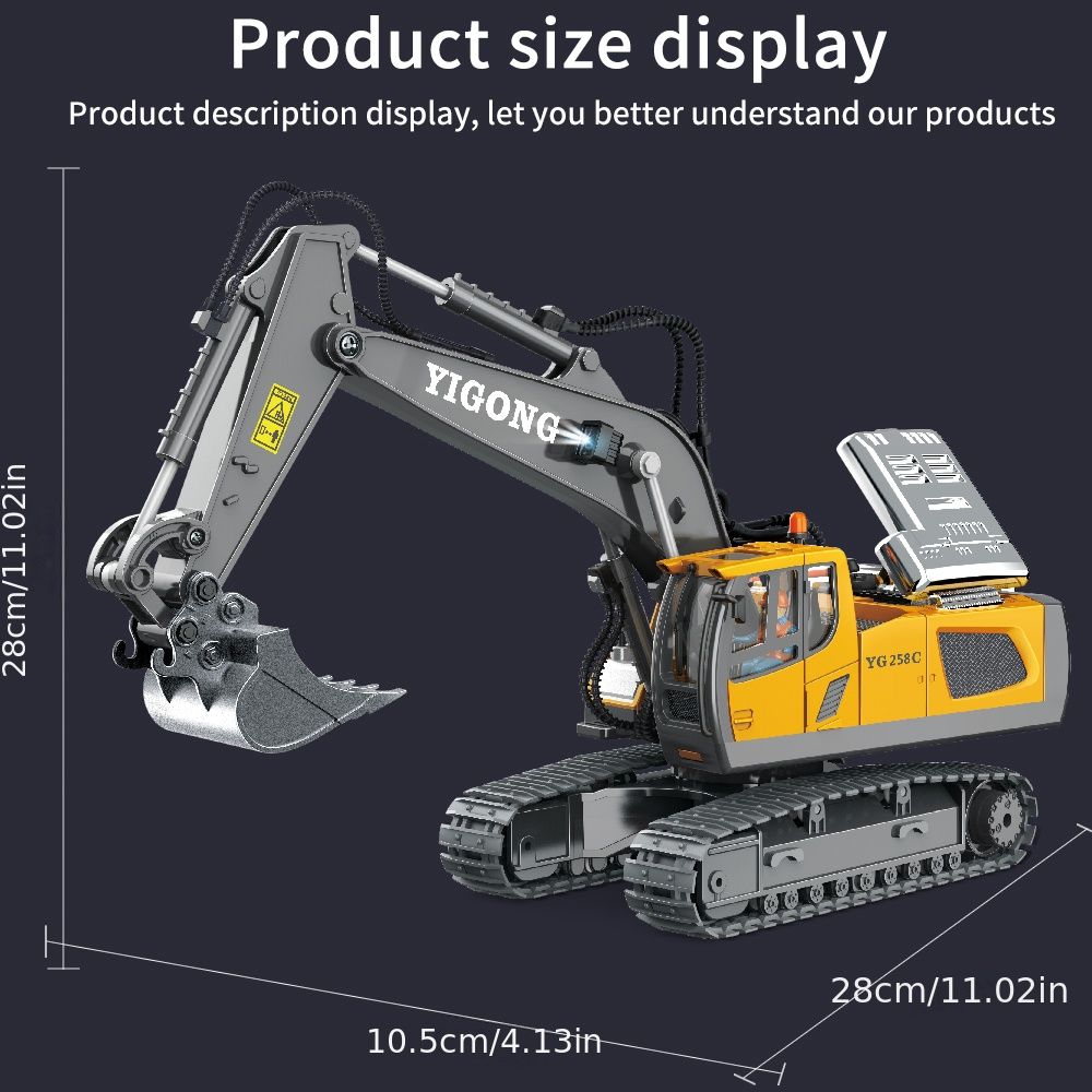 2.4G Fernbedienung; High-Tech 11-Kanal RC Bagger Kipper Planierraupe Legierung Kunststoff Technik Fahrzeug Elektronisches Spielzeug für Jungen Geschenke