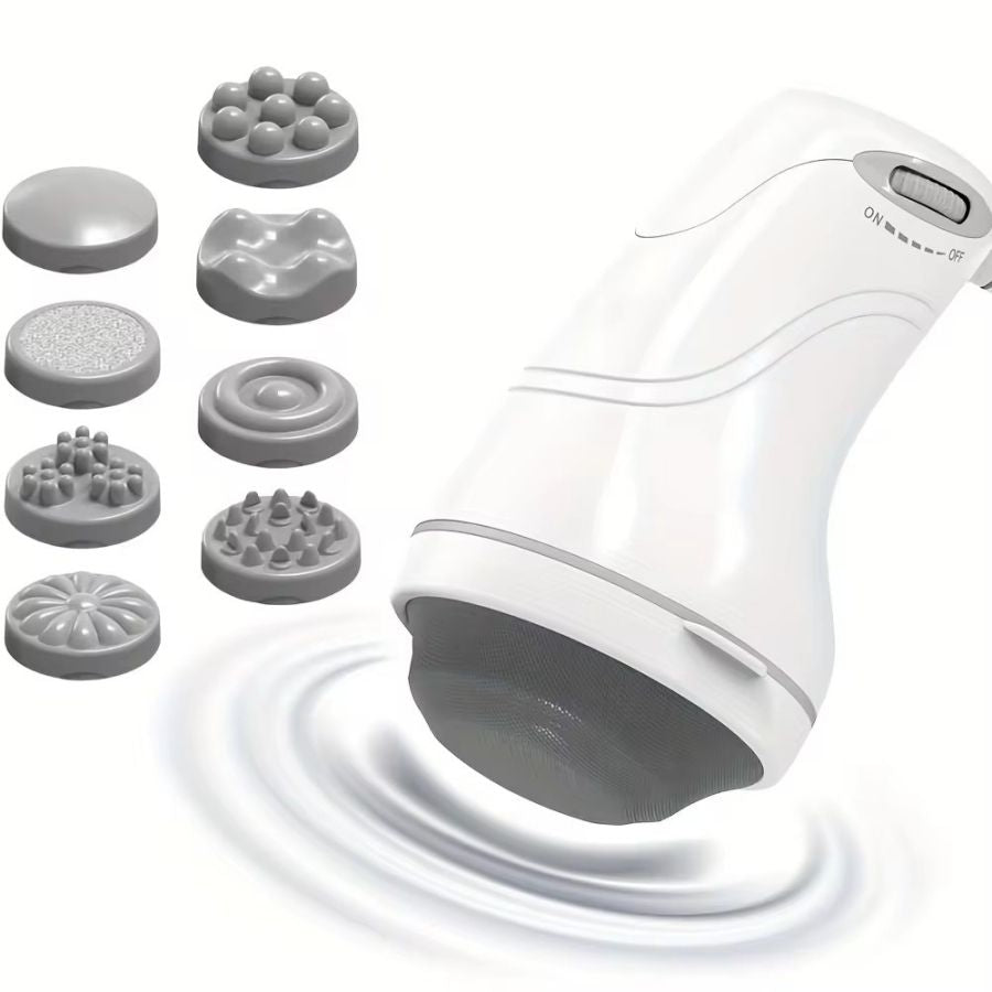 Körpermassagegerät mit 8 Aufsätzen Vibrationsmassagegerät für Körperformung Massagegerät Roller Schulter- und Nackenmassagegerät Handheld-Cellulite-Massagegerät zur Körperentspannung mit Gratisgeschenk