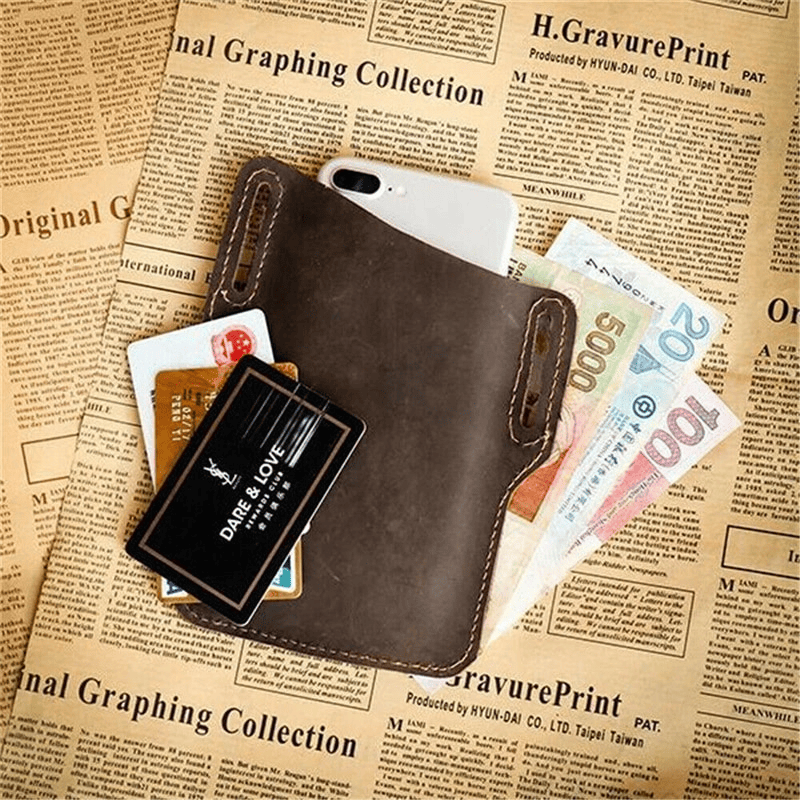 Sac de ceinture pour homme pour téléphone portable, pochette de taille en cuir, étui portefeuille