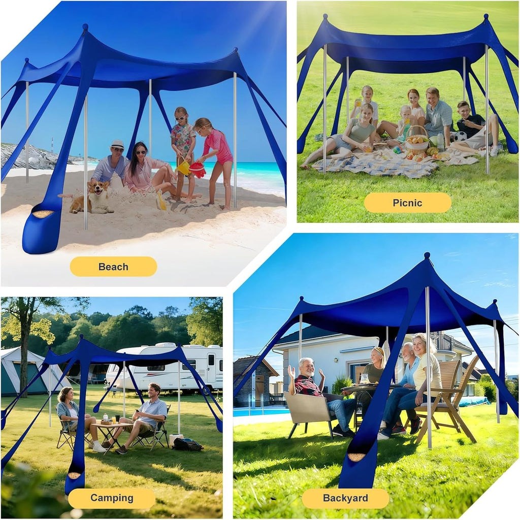 Ab zum Strand - Tragbarer Strandzelt-Sonnenschutz UPF 50+, Perfektes 3x3 m Pop-Up-Vordach für Spaß im Freien
