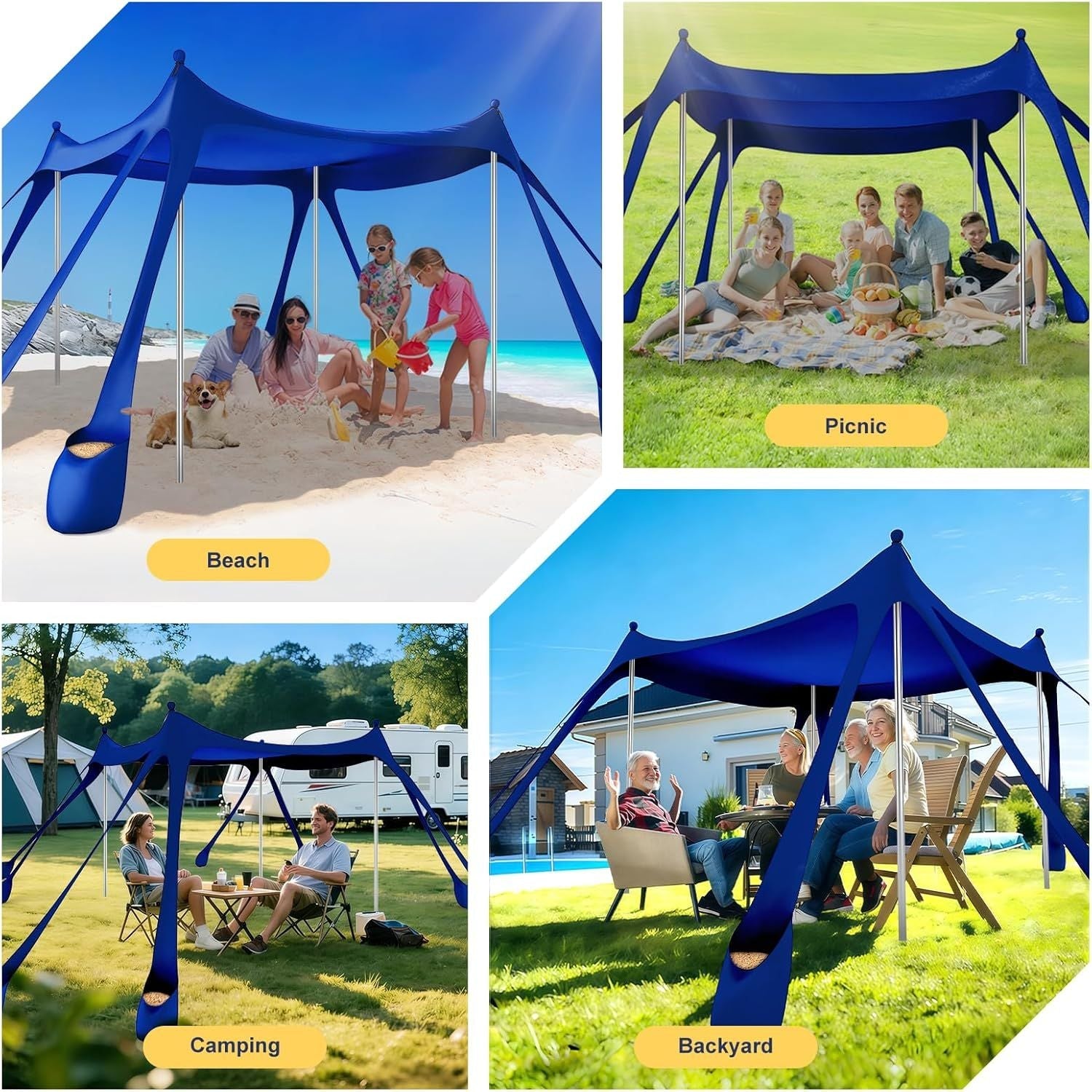 Ab zum Strand - Tragbarer Strandzelt-Sonnenschutz UPF 50+, Perfektes 3x3 m Pop-Up-Vordach für Spaß im Freien
