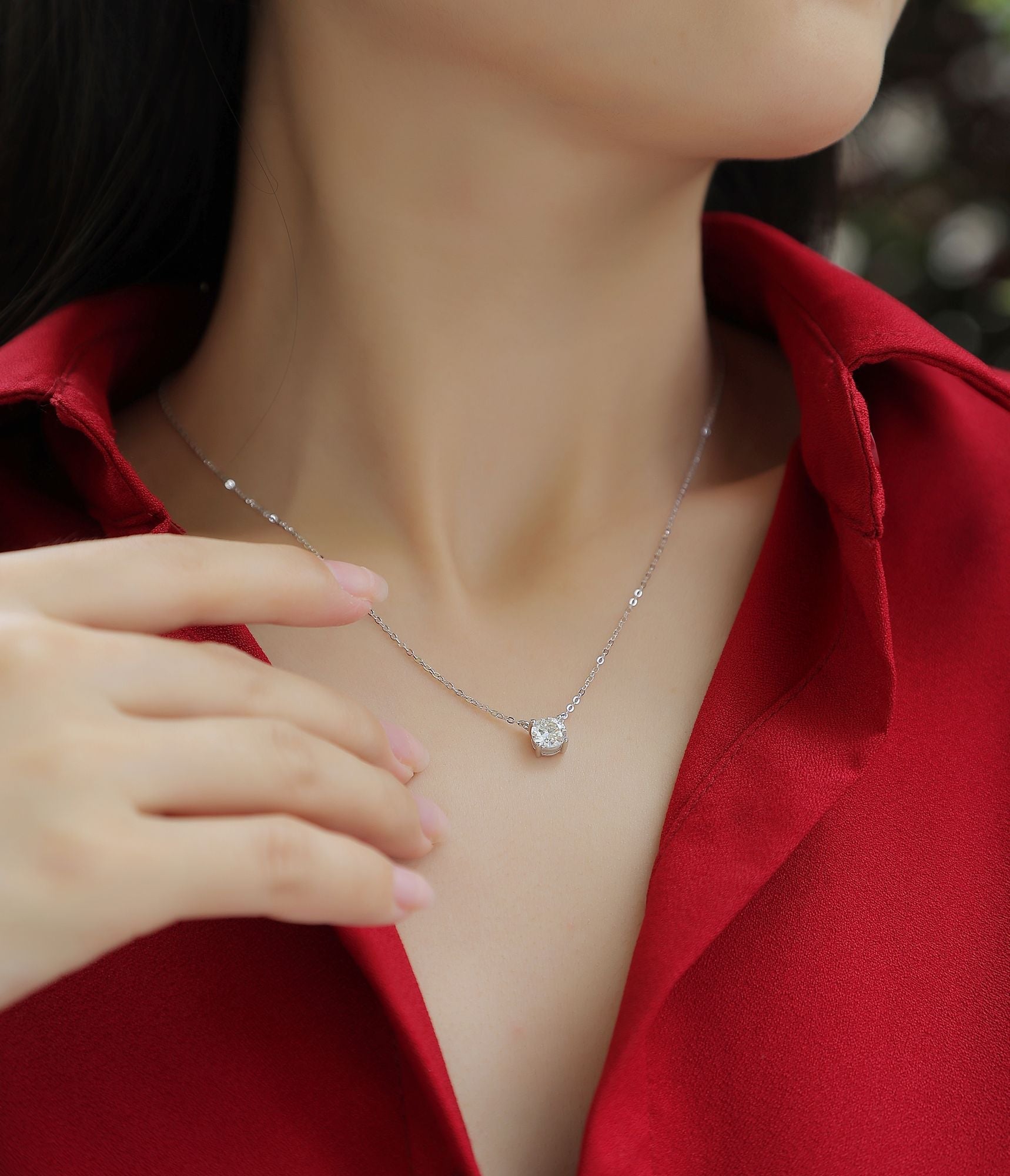 Mein Herz wird ewig halten – Ein modisches und trendiges Schmuck-Halsketten-Anhänger-Set mit 1-Karat und 2-Karat Moissanit aus S925 Sterlingsilber