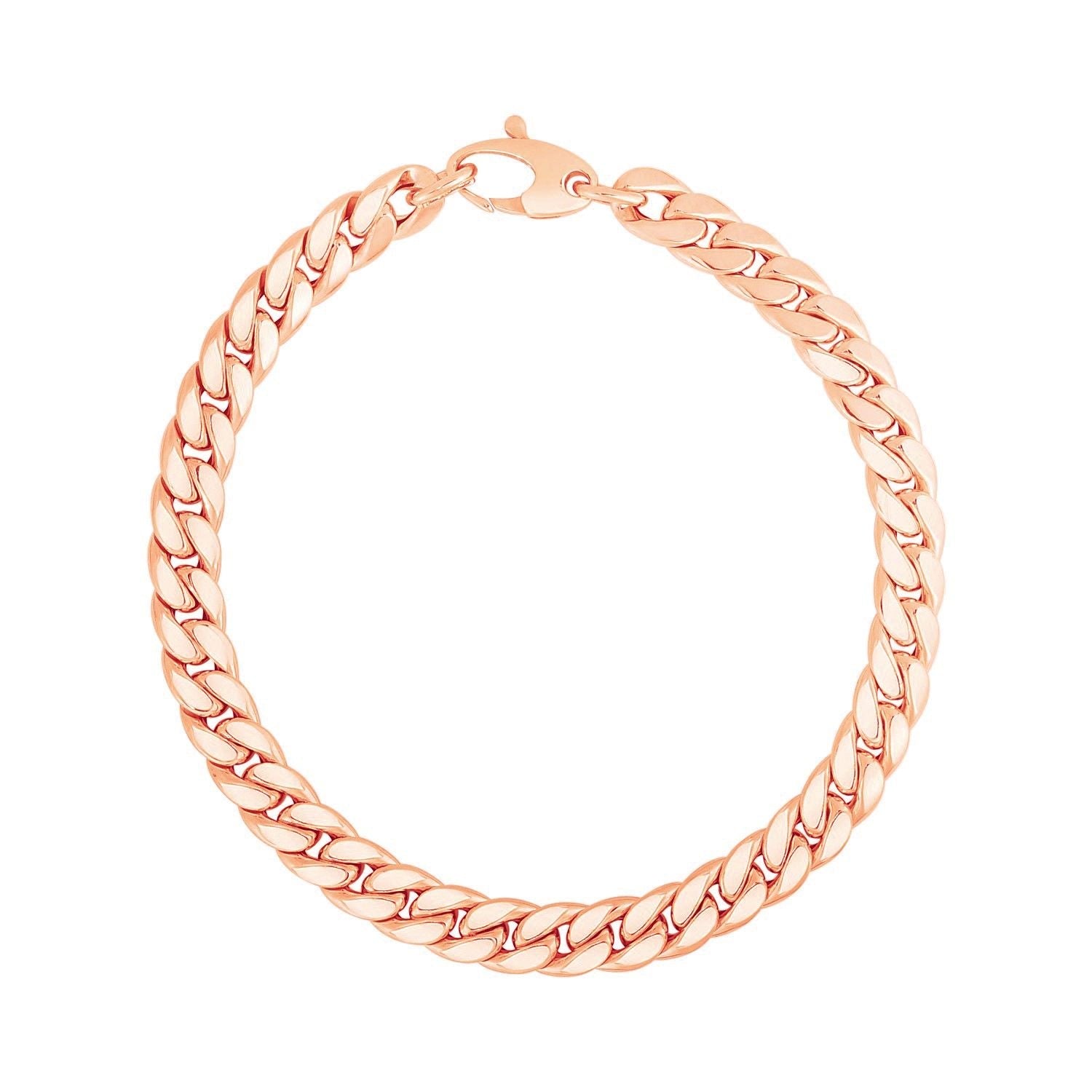 14K Roségold-Kubanische-Gliederkette-Armband
