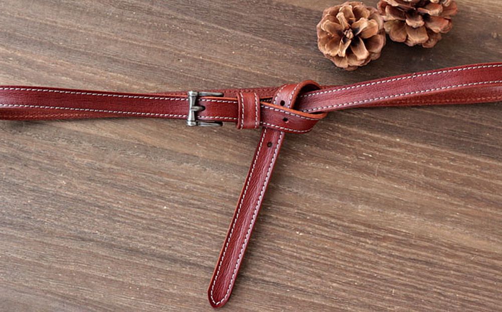 Ceinture skinny marron unie pour femme pour jeans robes ceinture de taille skinny vintage