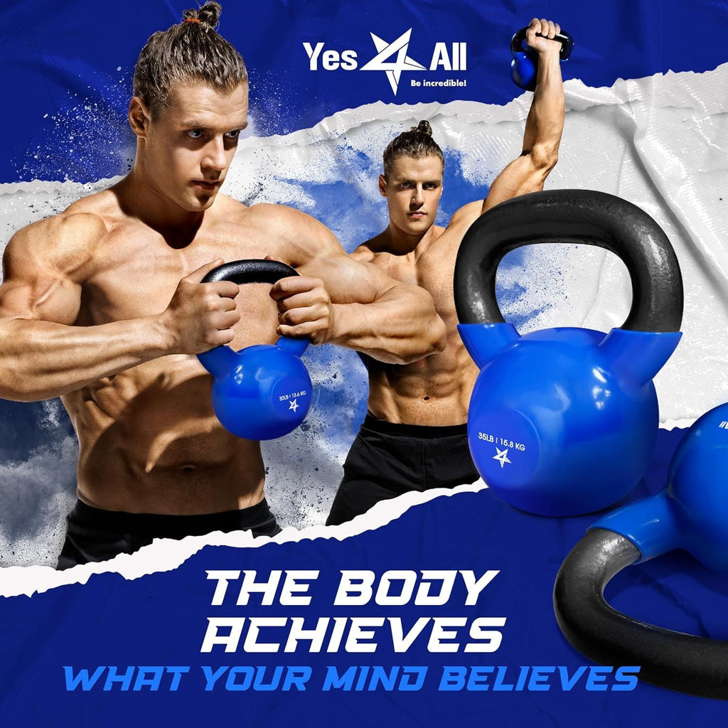 Kettlebell, 5-100 LB Vinylbeschichtete Gusseisen Kettlebells für Krafttraining, Home Gym Übungen, Fitness, Ganzkörpertraining, Liegestütze und Griffkraft