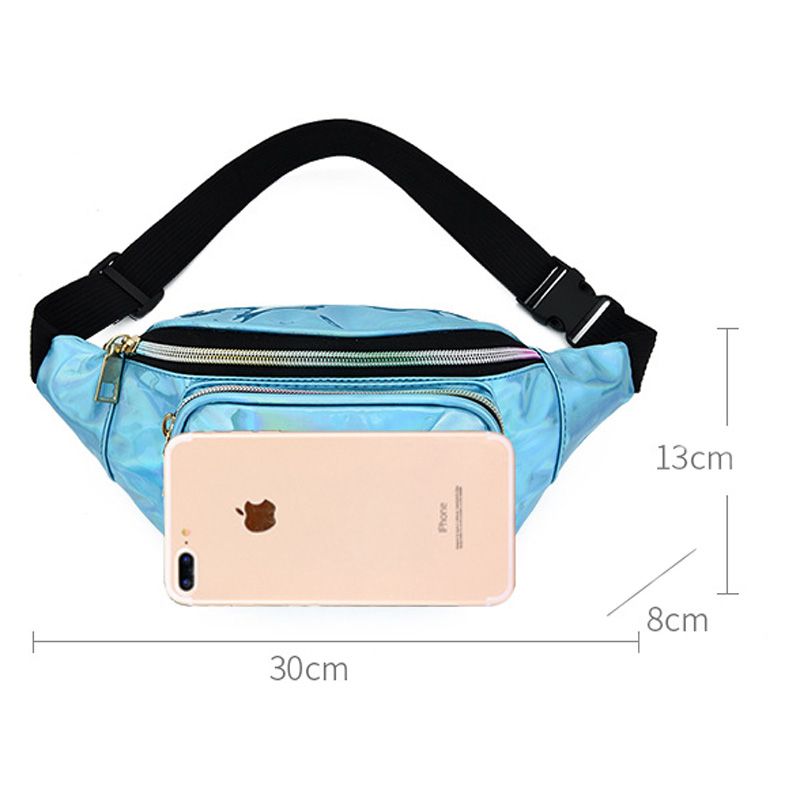 Damen Holografische Gürteltasche Herren Glänzende Bauchtasche Hologramm Hüfttasche Reise Laser Brusttasche mit verstellbarem Gurt für Reisen