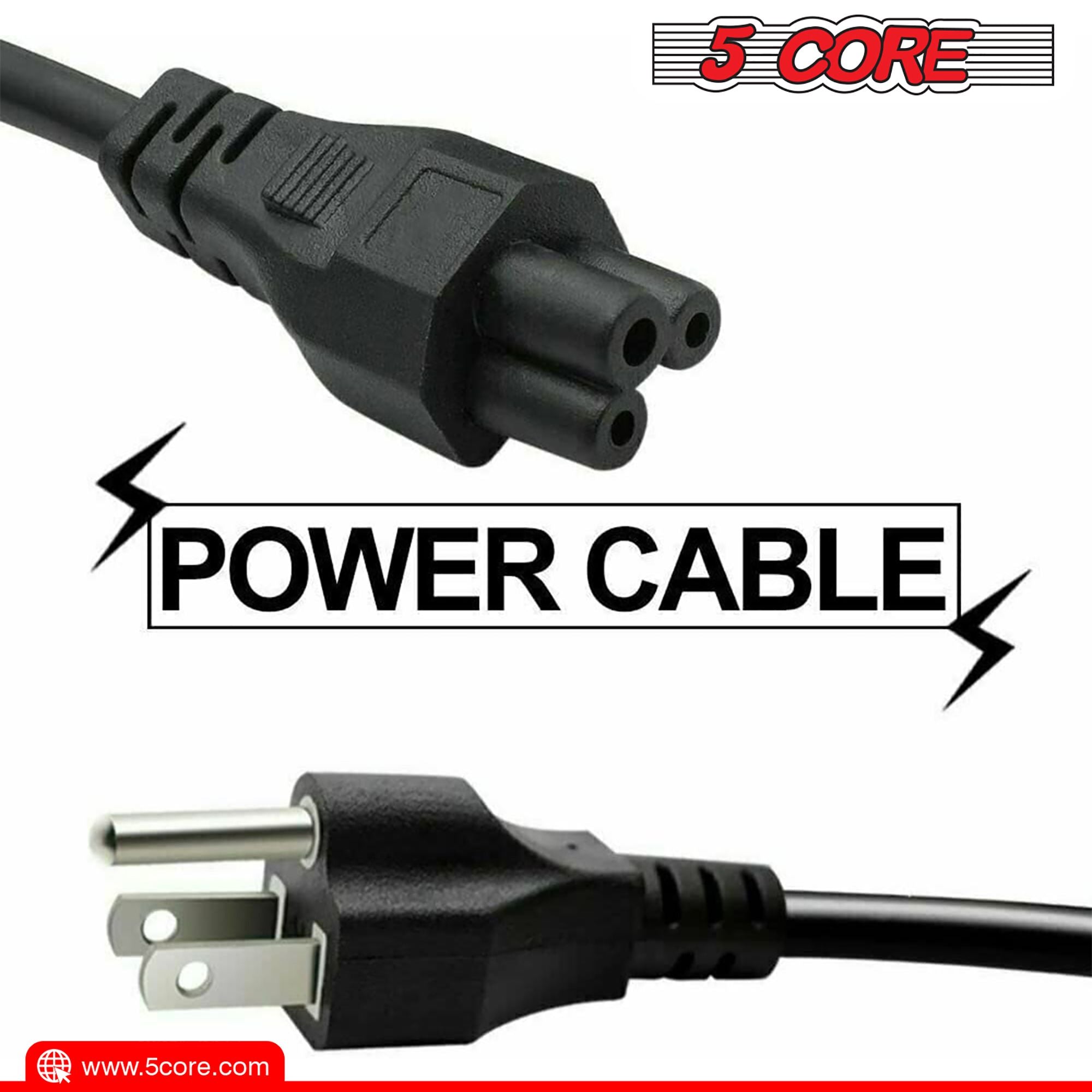 12ft 3-poliges, nicht polarisiertes AC-Netzkabel für HP Dell Samsung Sony Asus Acer Toshiba Laptop-Ladegerät, LED-LCD-Monitor Ersatz-Stromkabel PL 1002