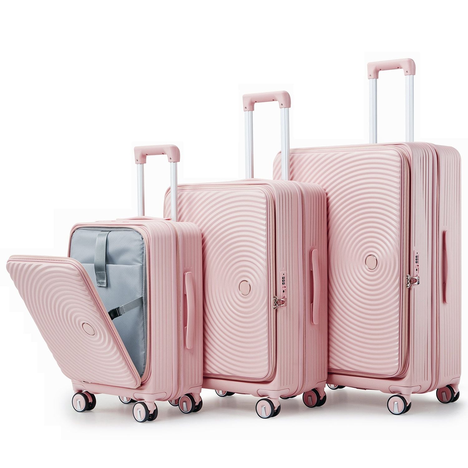 Ensemble de 3 valises (20/24/28), bagage cabine extensible avec serrure TSA approuvée par les compagnies aériennes, coque rigide 100 % PC, valise légère avec poche avant et roues pivotantes