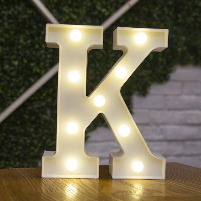 Lettres Lumineuses LED Alphabet Numéro Décoration Lampe à Pile Veilleuse pour la Maison Mariage Anniversaire Fête de Noël