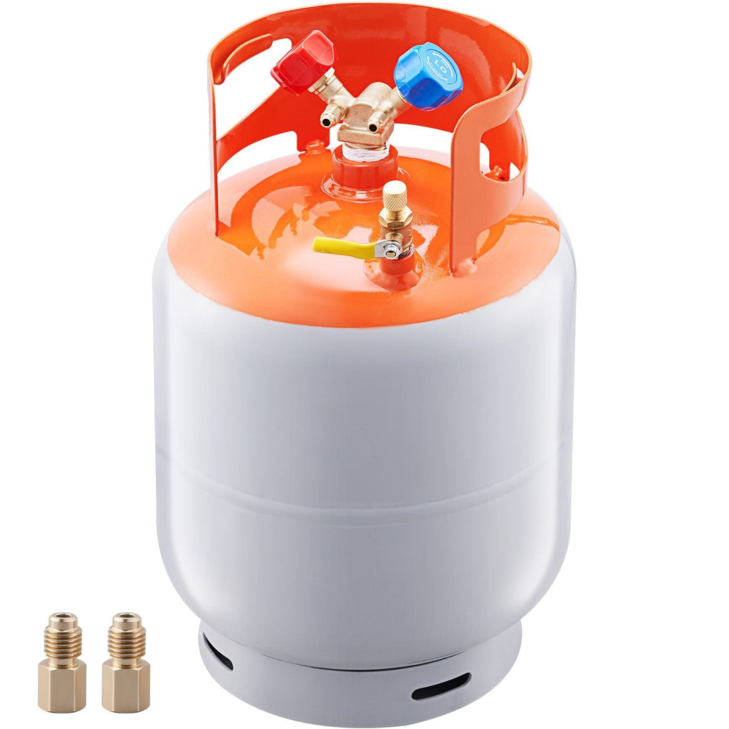 Bouteille de récupération de réfrigérant, capacité de 13,6 kg, bouteille de cylindre portable de 400 psi avec vanne Y pour liquide/vapeur, bidon de récupération haute étanchéité pour R22/R134A/R410A, orange+gris