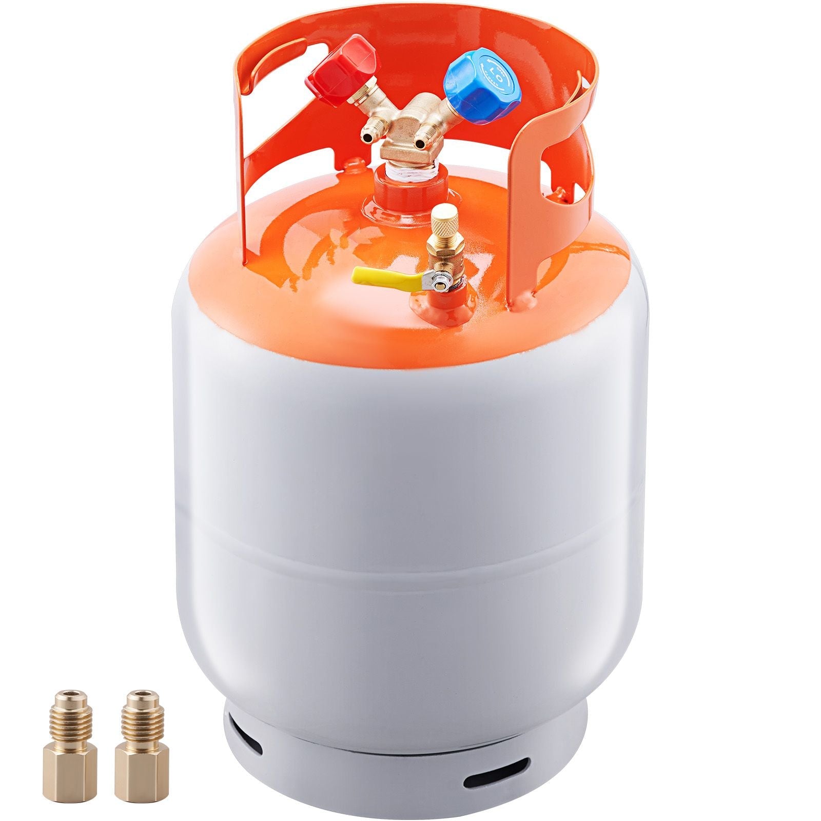 Bouteille de récupération de réfrigérant, capacité de 13,6 kg, bouteille de cylindre portable de 400 psi avec vanne Y pour liquide/vapeur, bidon de récupération haute étanchéité pour R22/R134A/R410A, orange+gris
