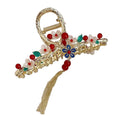 Haarklammer mit Quaste, elegante Metall-Haarspange, große Haarklammer, Blume-2